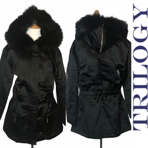 Last Chance Trilogy Black Fur Lined/Trim Hooded Parka Jacket - Picture 2 of 16